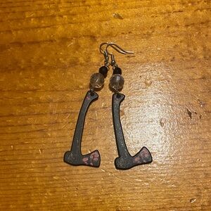 Chic Black and Red Axe Earrings